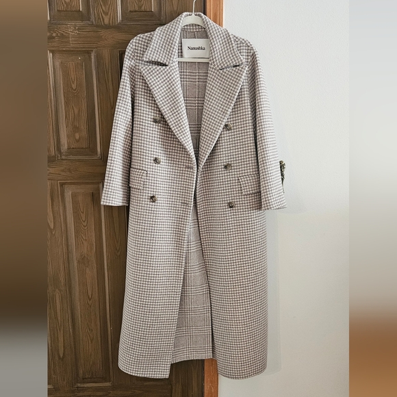 Nanushka Jackets & Blazers - Wool coat Size M Nanushka - houndstooth cream beige and white check winter